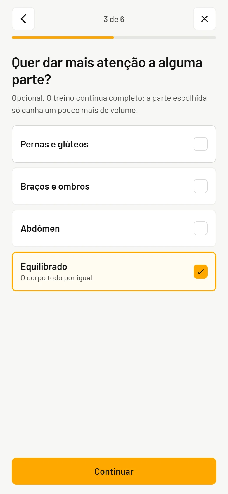 Pergunta do questionário: em qual parte do corpo dar mais atenção